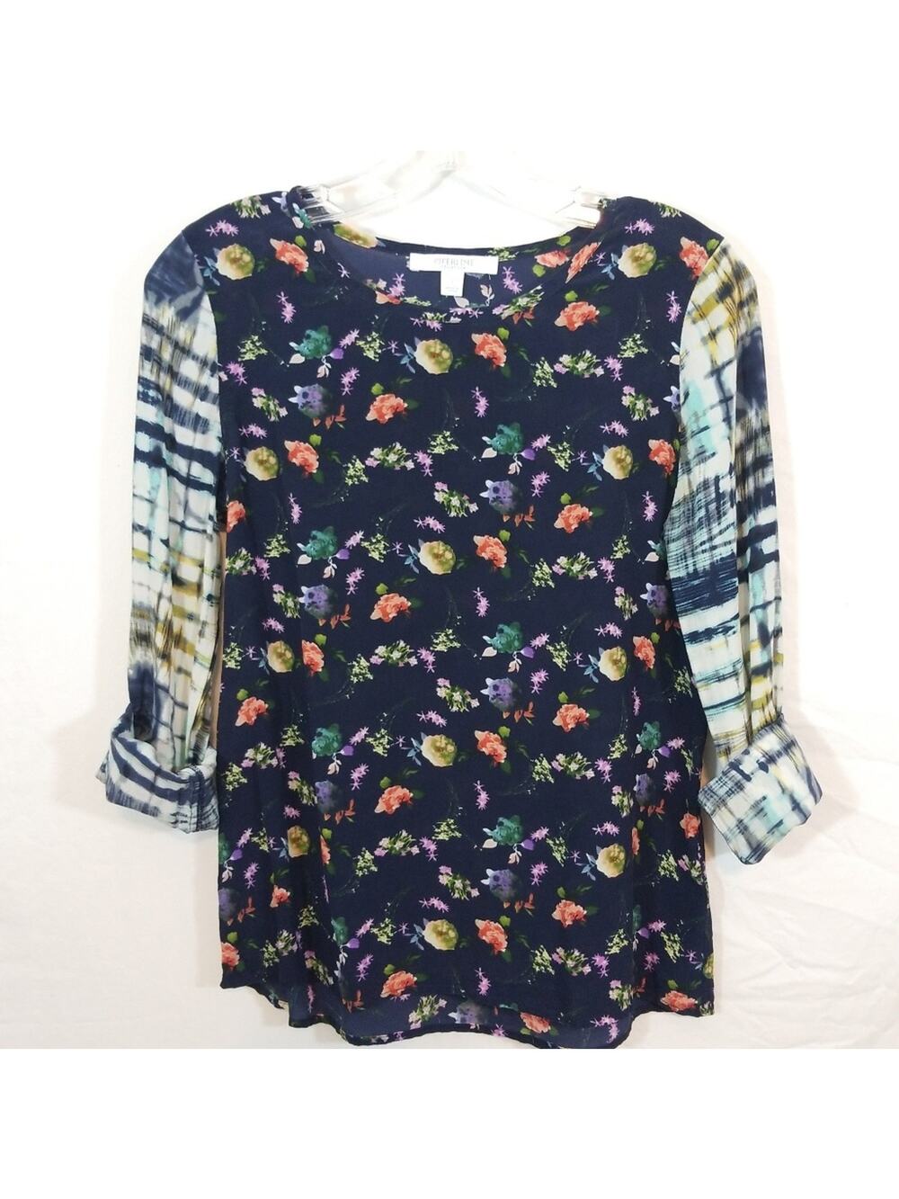 Piperlime Collection 100% silk floral & stripe top
